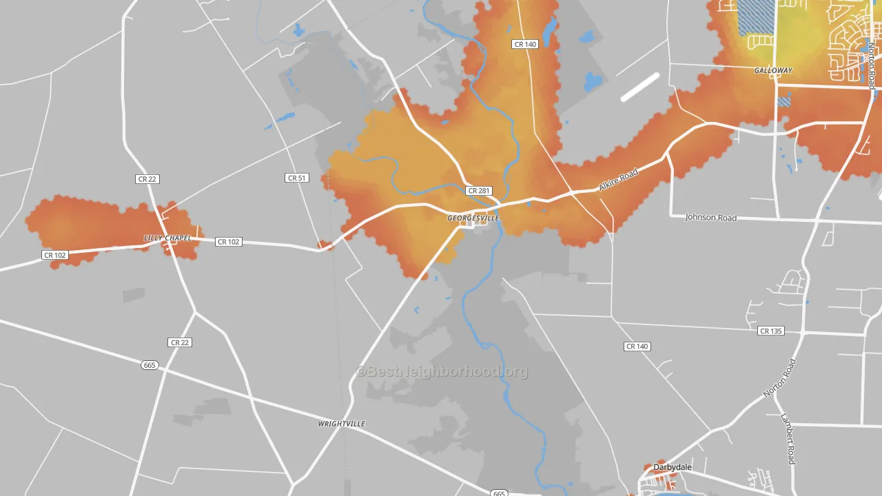 Bike Grade map of Georgesville, OH