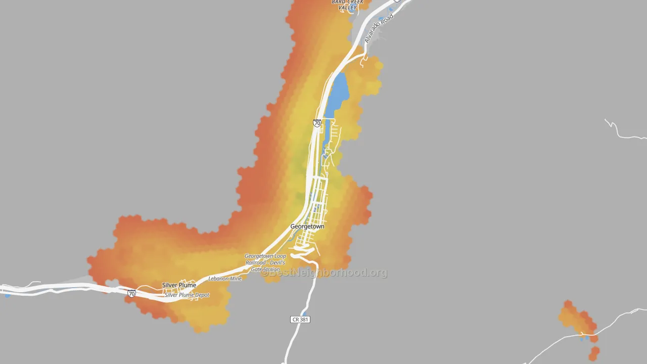 Bike Grade map of Georgetown, CO