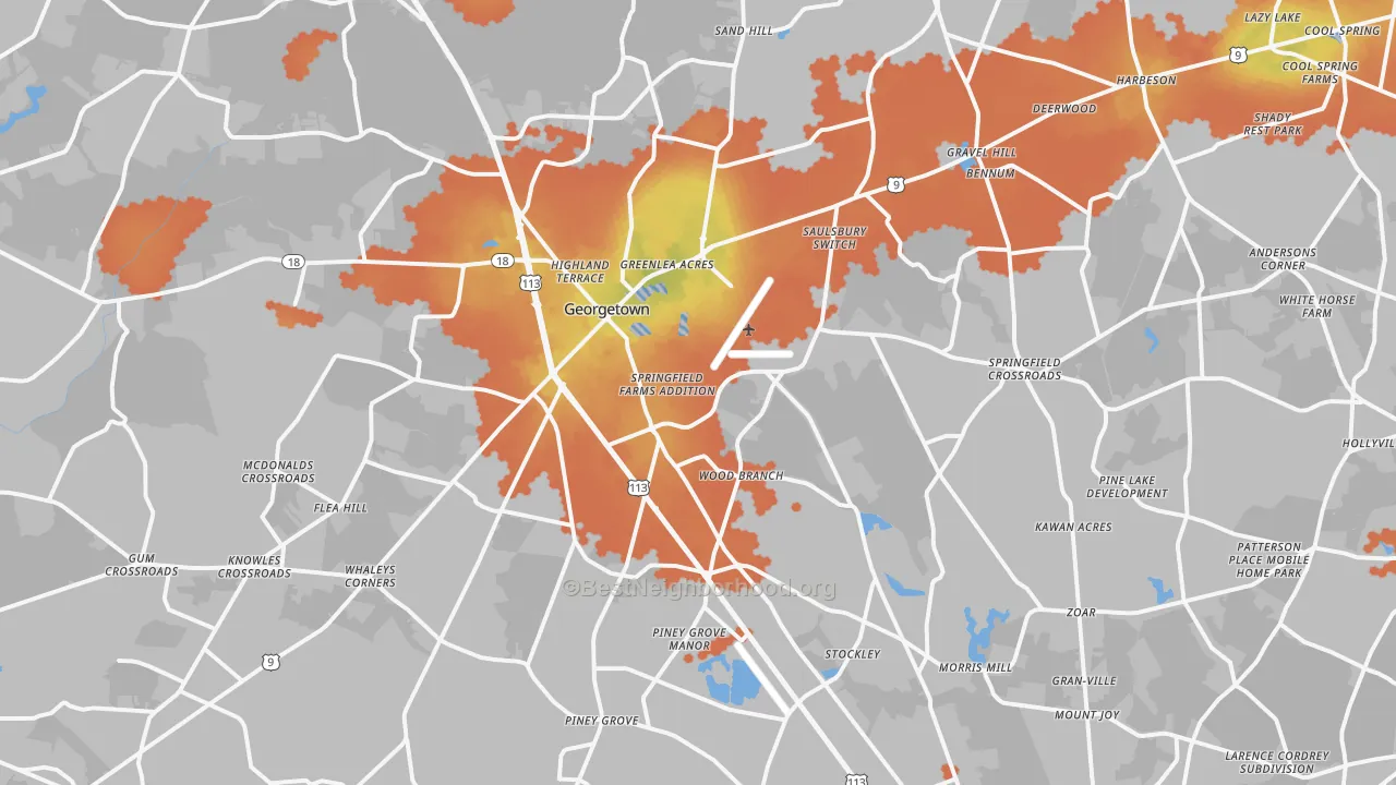 Bike Grade map of Georgetown, DE
