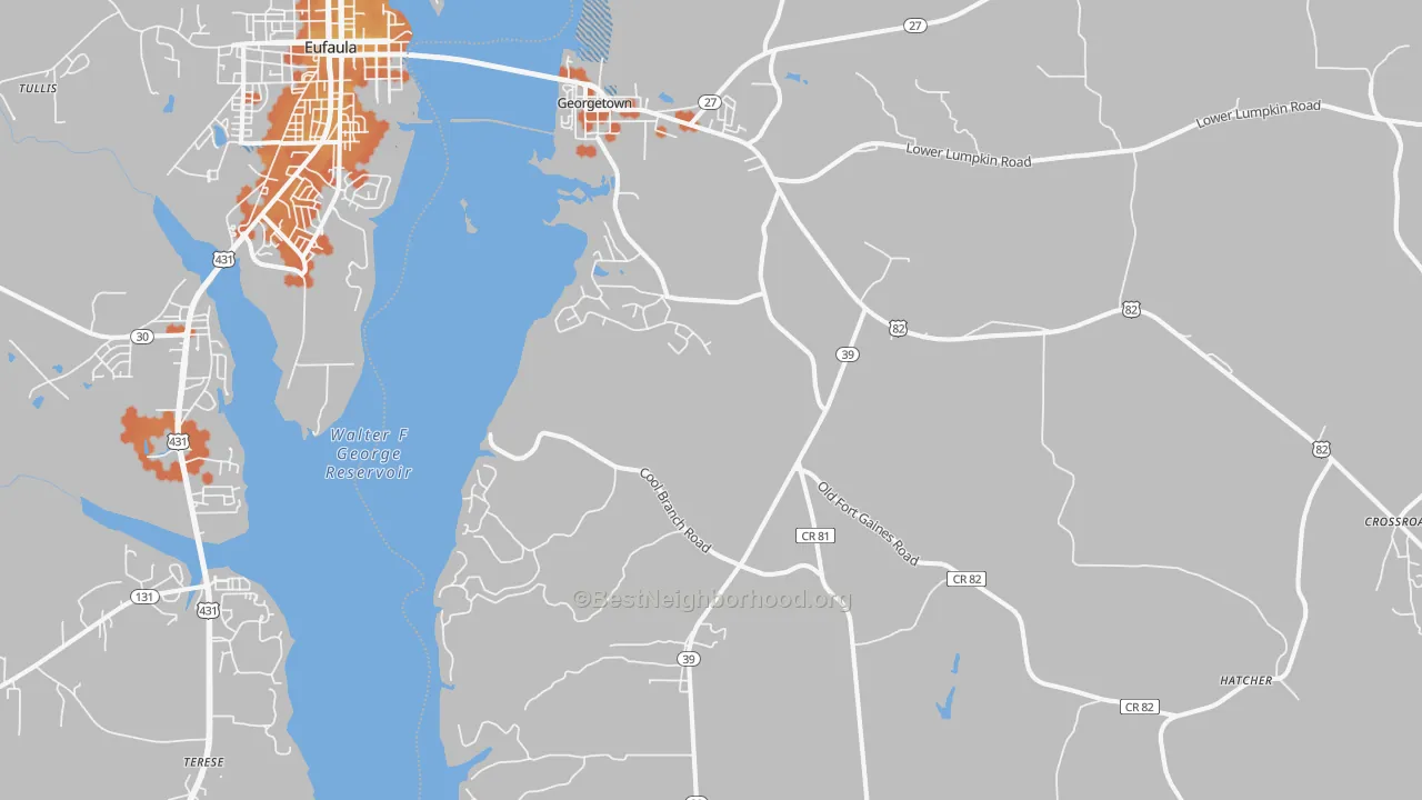 Bike Grade map of Georgetown, GA