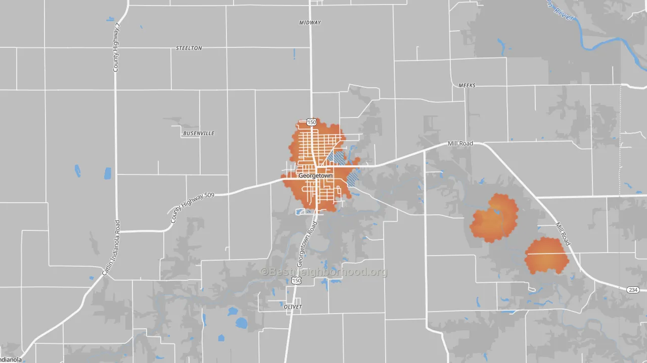 Bike Grade map of Georgetown, IL