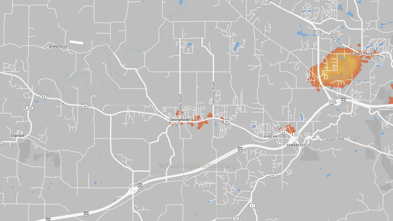 Bike Grade map of Georgetown, IN