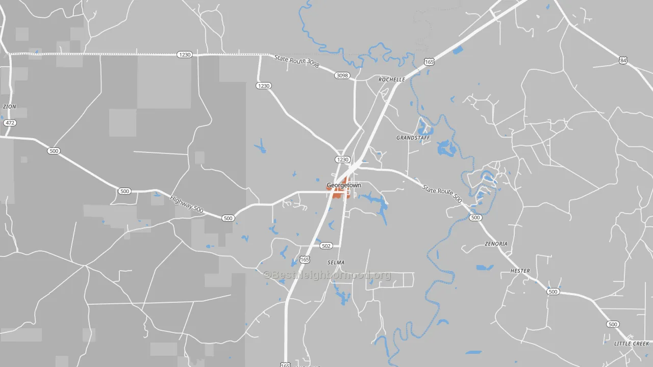 Bike Grade map of Georgetown, LA