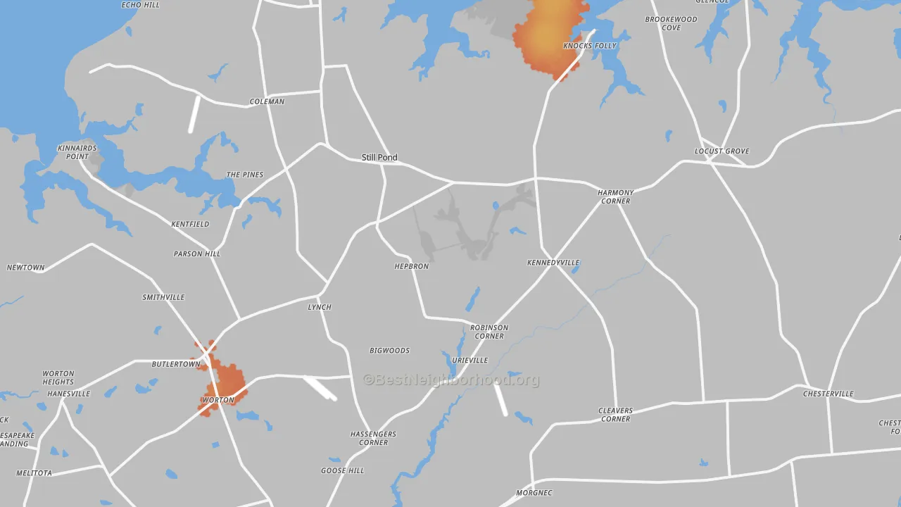 Bike Grade map of Georgetown, MD