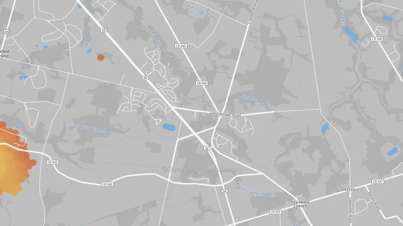 Bike Grade map of Georgetown, NJ