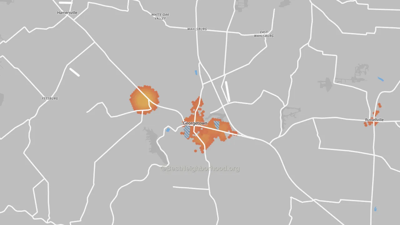 Bike Grade map of Georgetown, OH