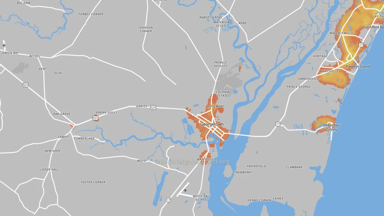 Bike Grade map of Georgetown, SC