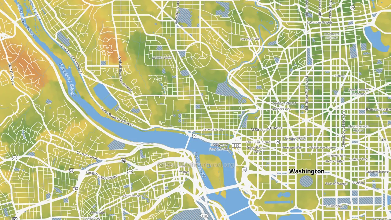 Bike Grade map of Georgetown, Washington, DC