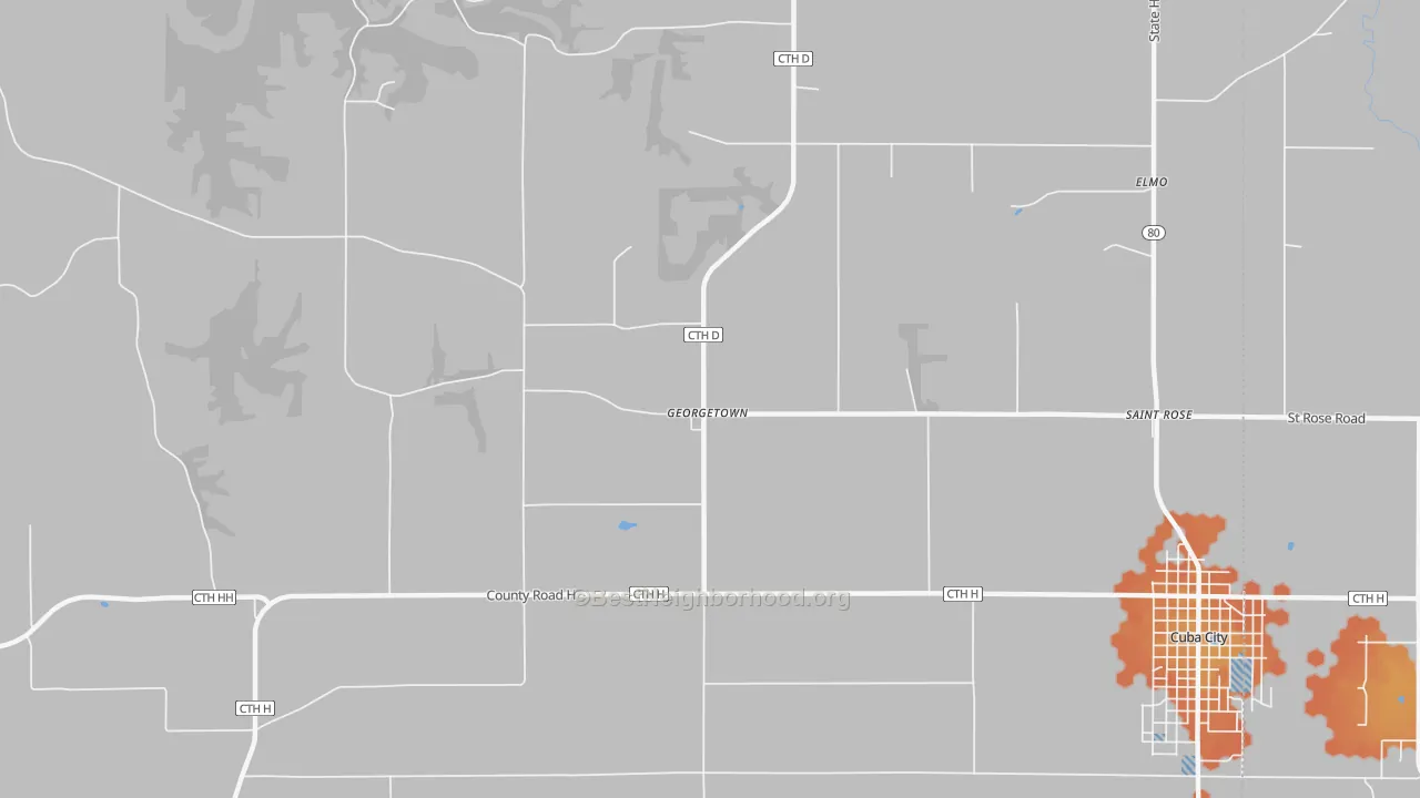Bike Grade map of Georgetown, WI
