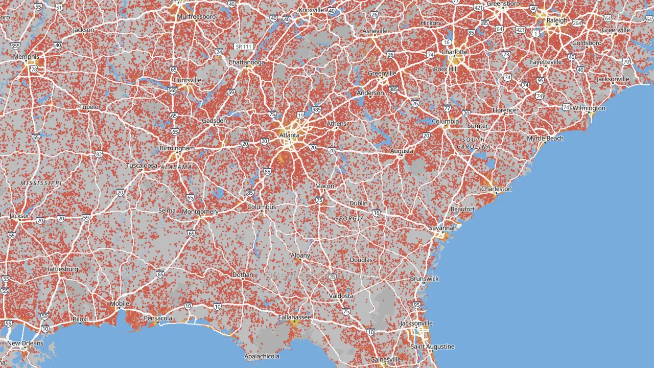 Bike Grade map of Georgia
