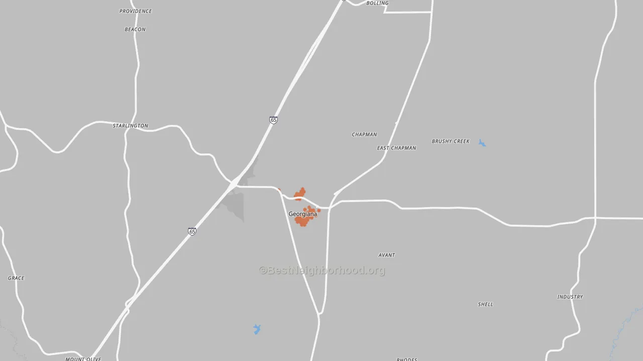 Bike Grade map of Georgiana, AL