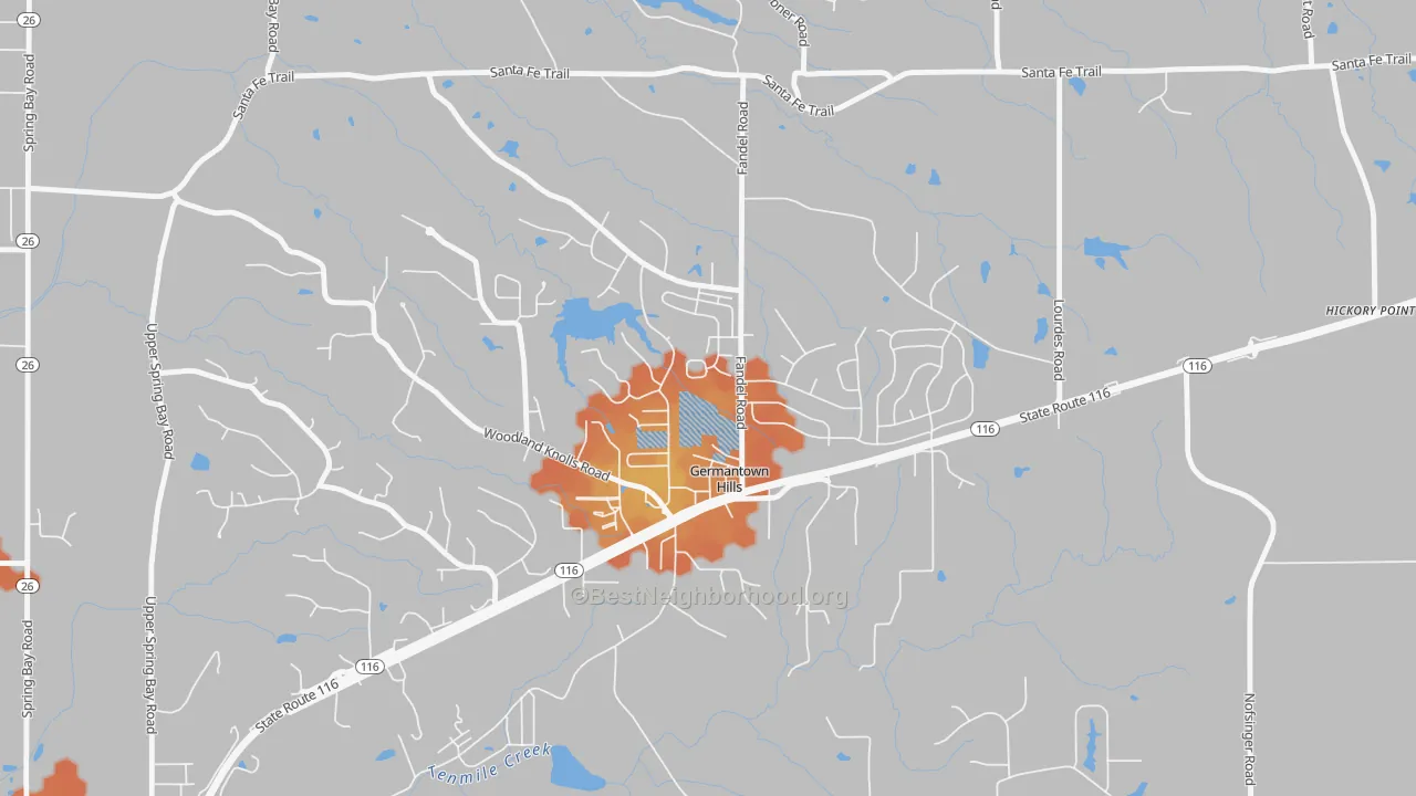Bike Grade map of Germantown Hills, IL