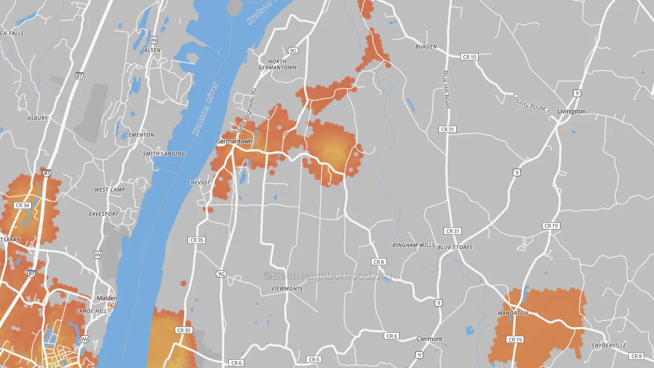 Bike Grade map of Germantown, NY