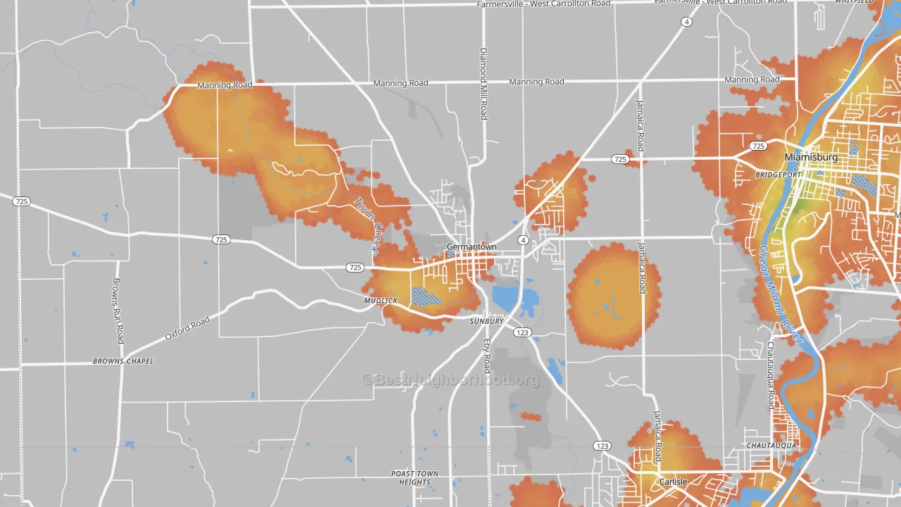 Bike Grade map of Germantown, OH