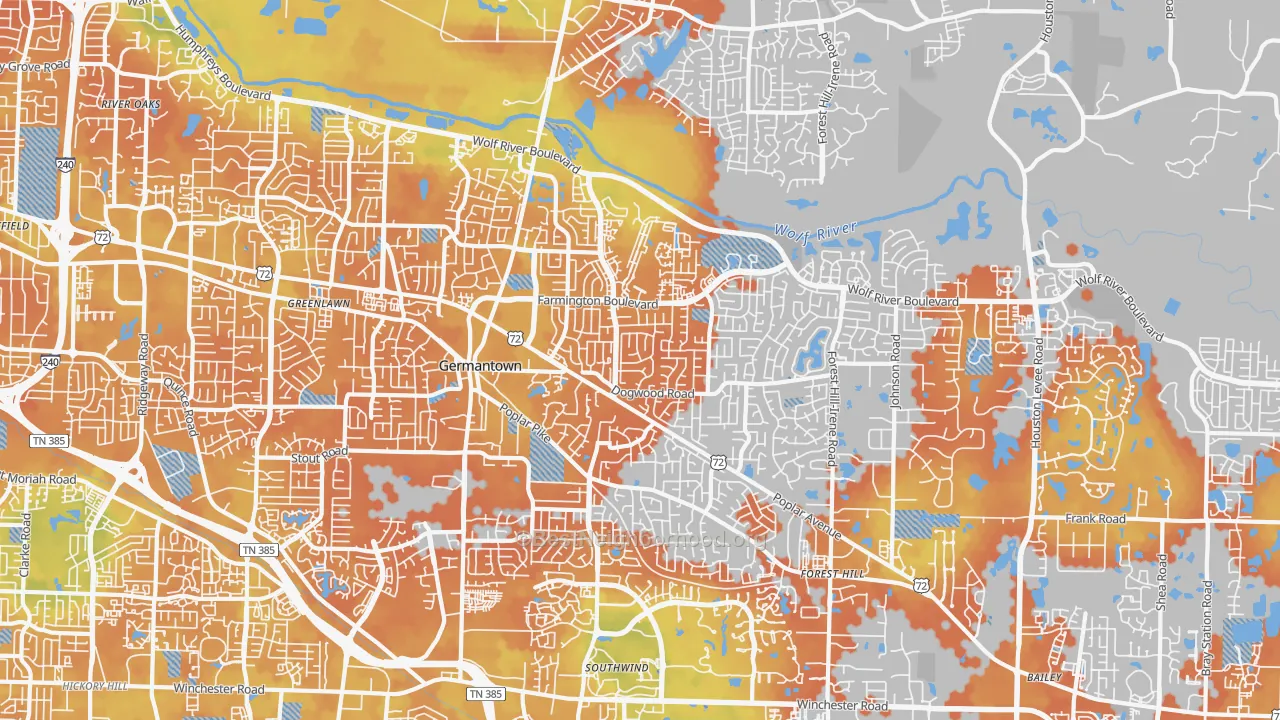 Bike Grade map of Germantown, TN