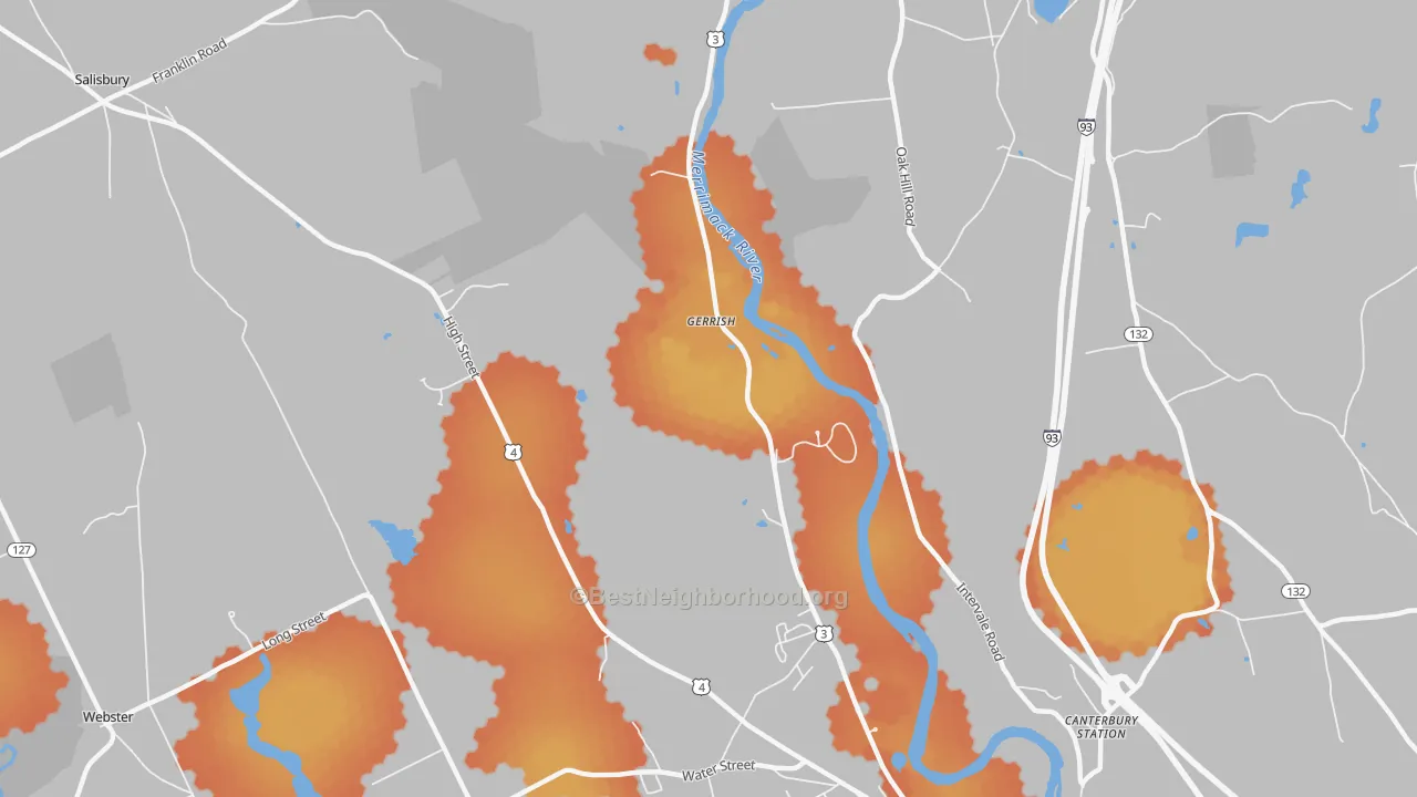 Bike Grade map of Gerrish, NH