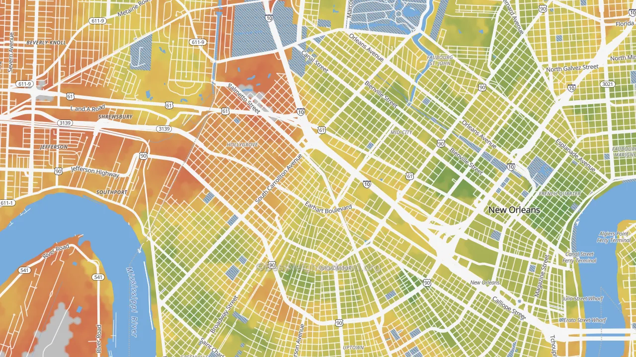 Bike Grade map of Gert Town, New Orleans, LA
