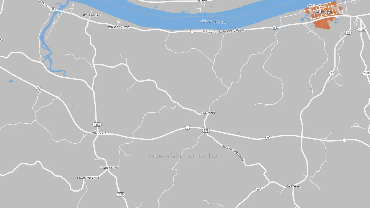 Bike Grade map of Gertrude, KY