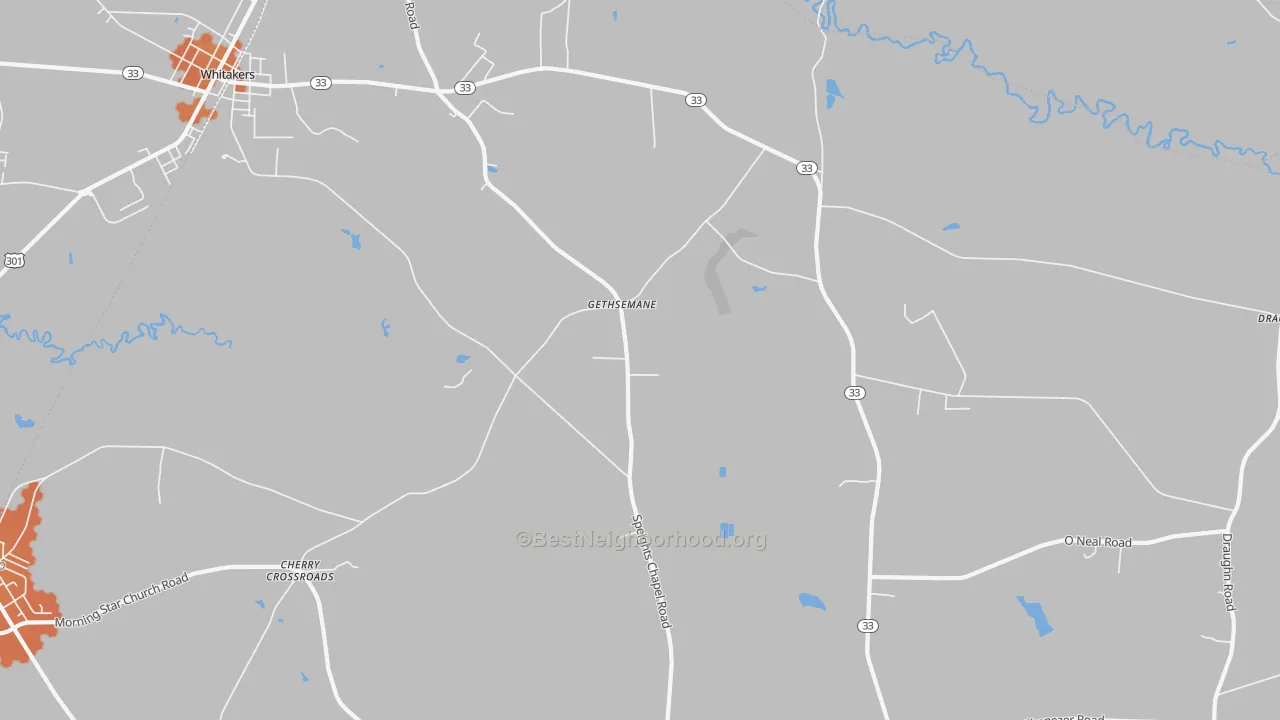 Bike Grade map of Gethsemane, NC