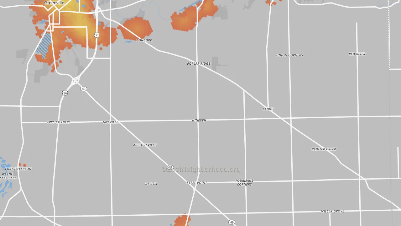 Bike Grade map of Gettysburg, OH