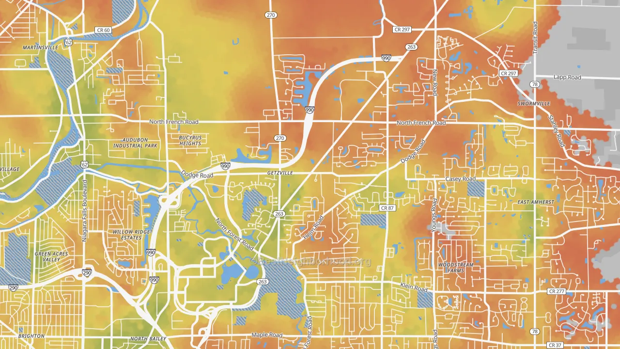 Bike Grade map of Getzville, NY