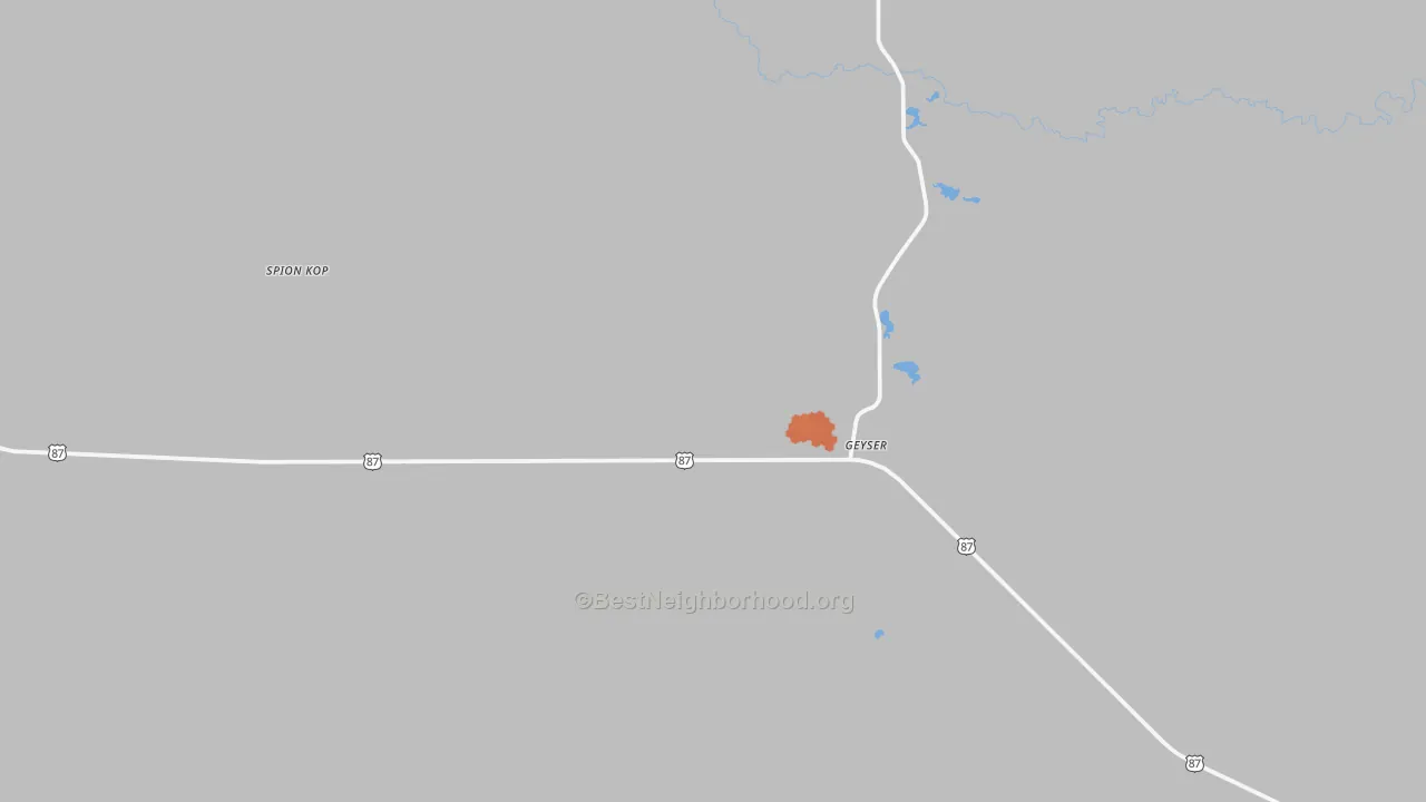 Bike Grade map of Geyser, MT