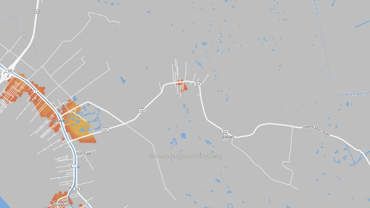 Bike Grade map of Gheens, LA