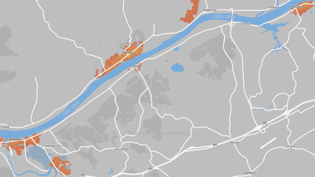 Bike Grade map of Ghent, KY