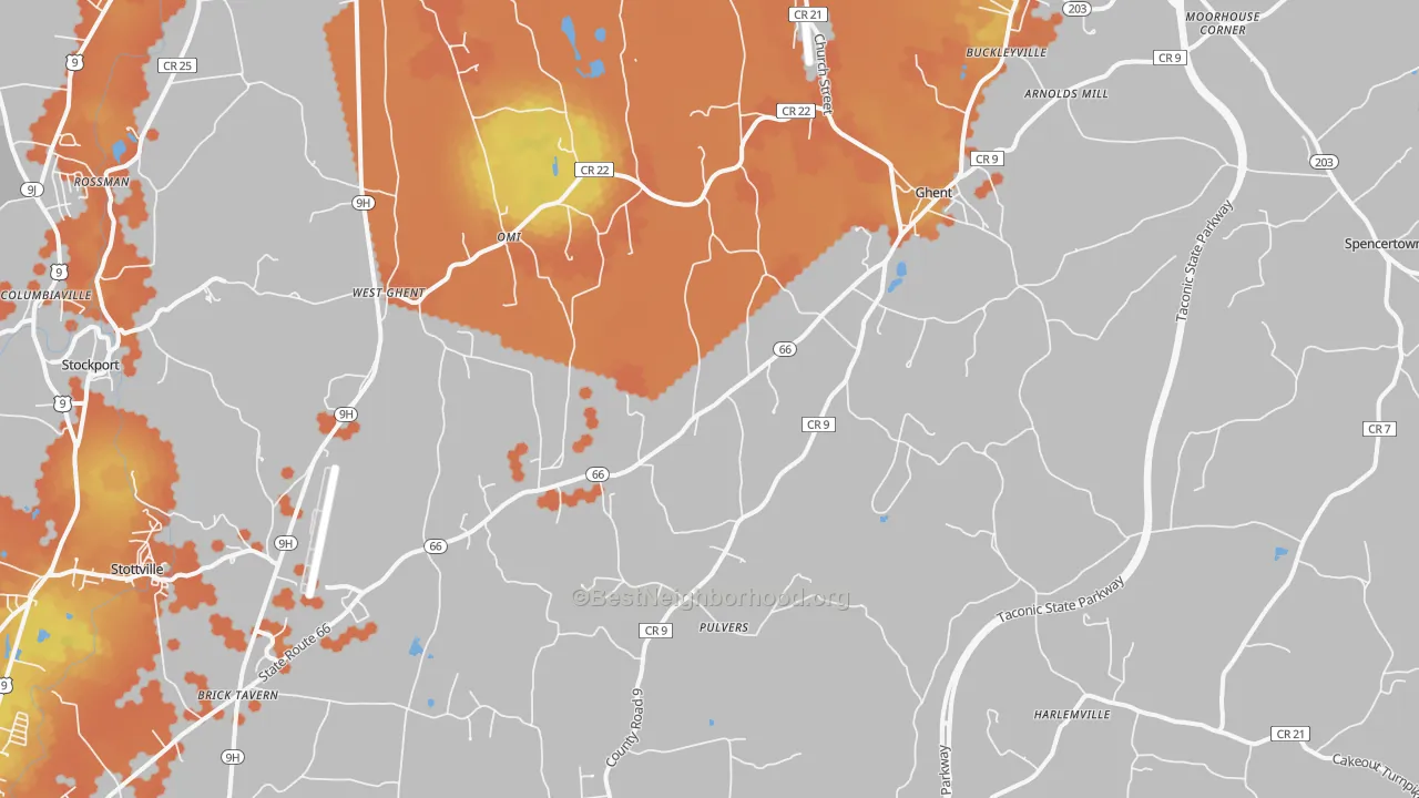 Bike Grade map of Ghent, NY