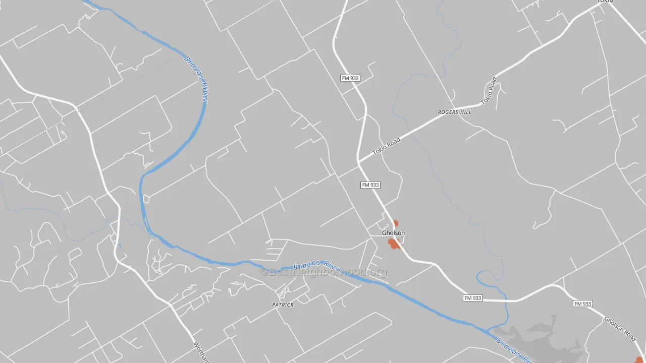 Bike Grade map of Gholson, TX