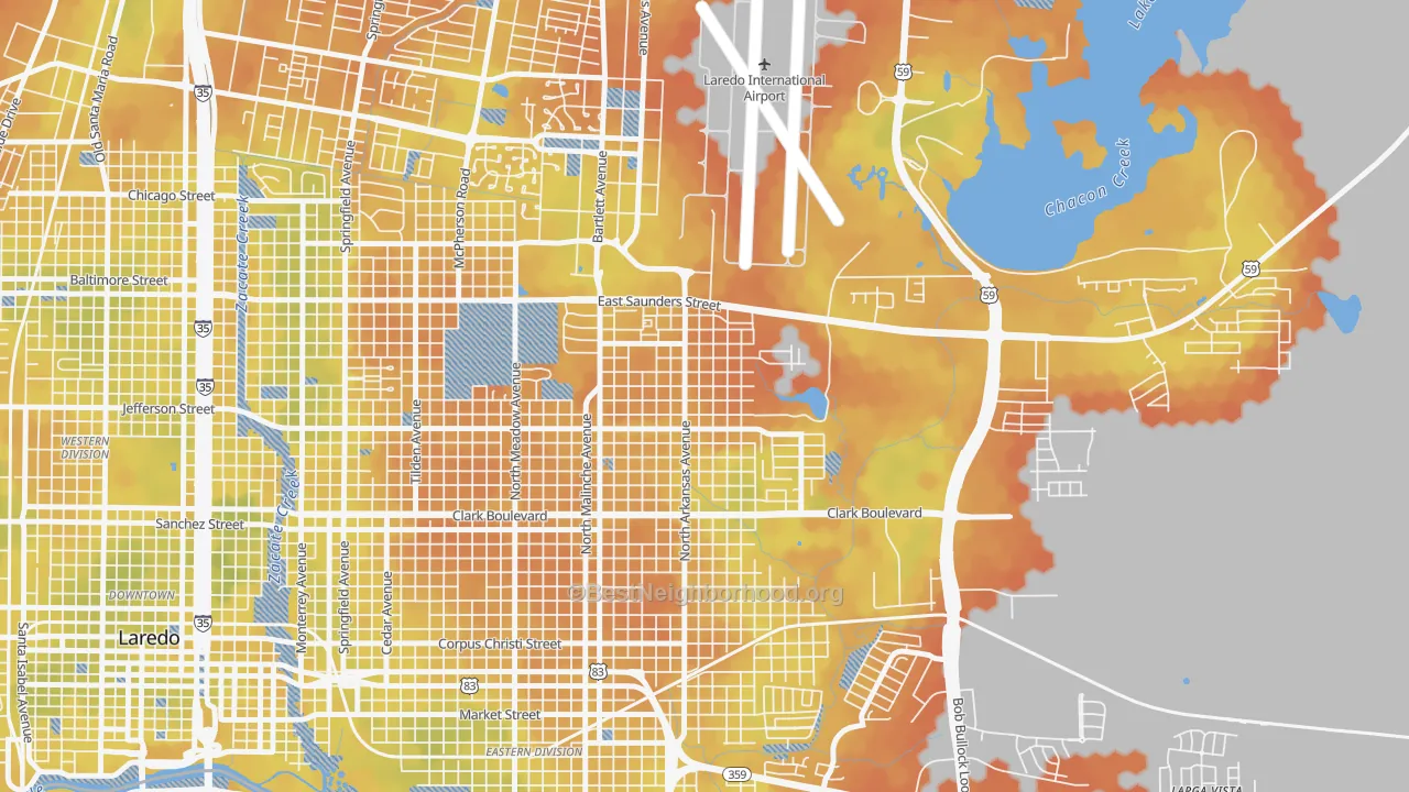 Bike Grade map of Ghost Town, Laredo, TX
