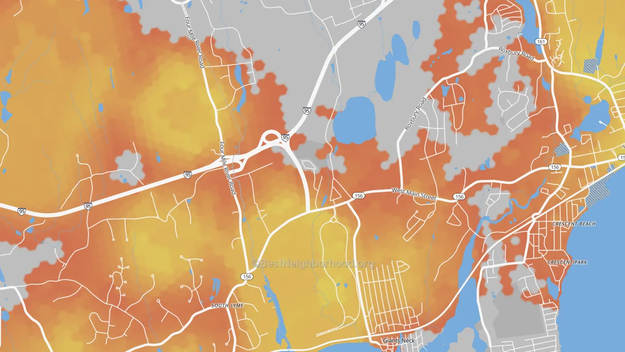 Bike Grade map of Giants Neck, CT