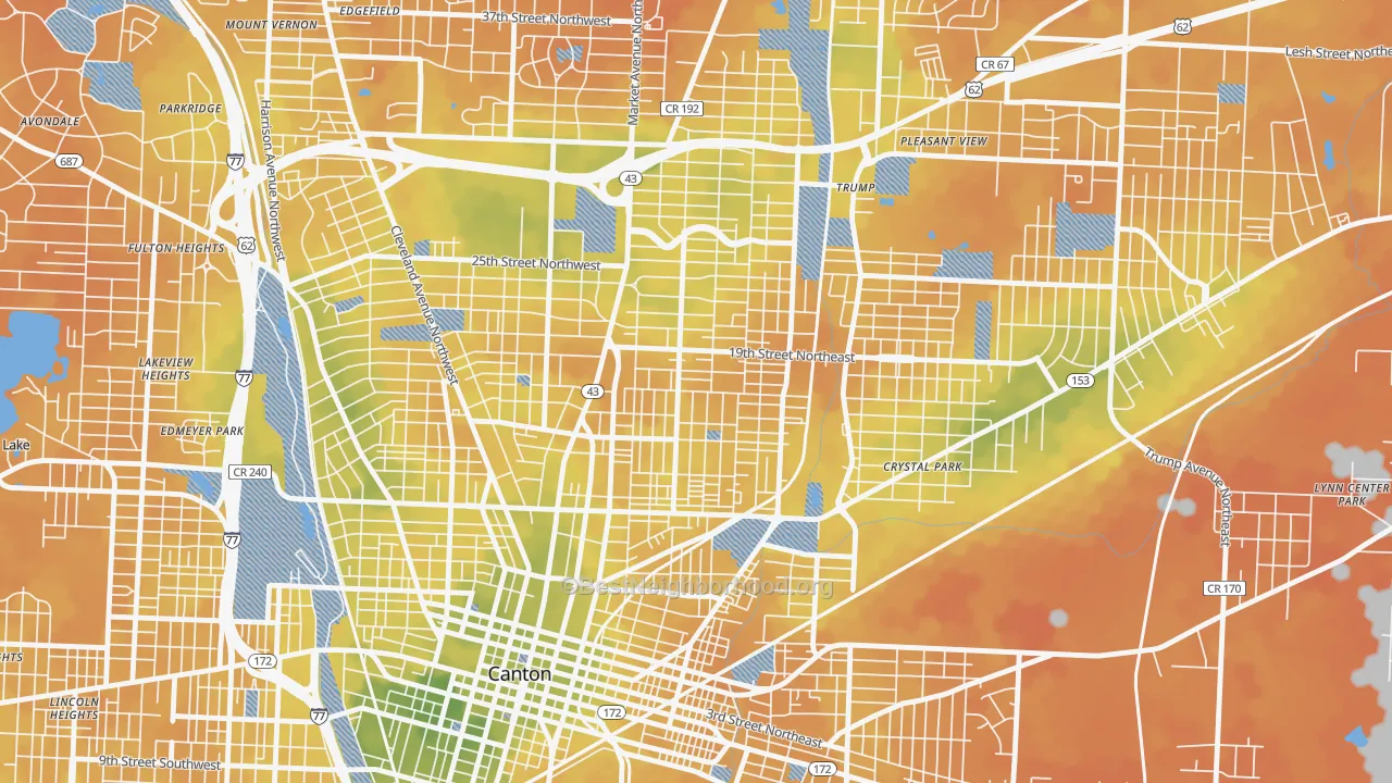 Bike Grade map of Gibbs, Canton, OH
