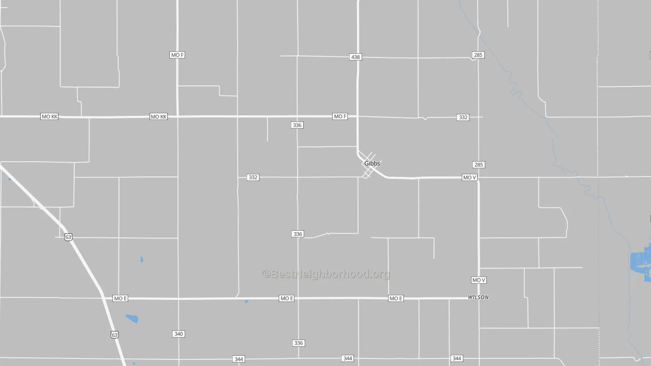 Bike Grade map of Gibbs, MO