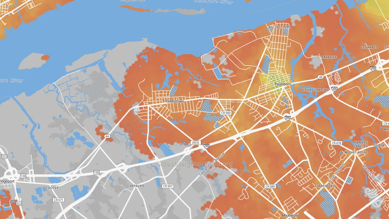 Bike Grade map of Gibbstown, NJ