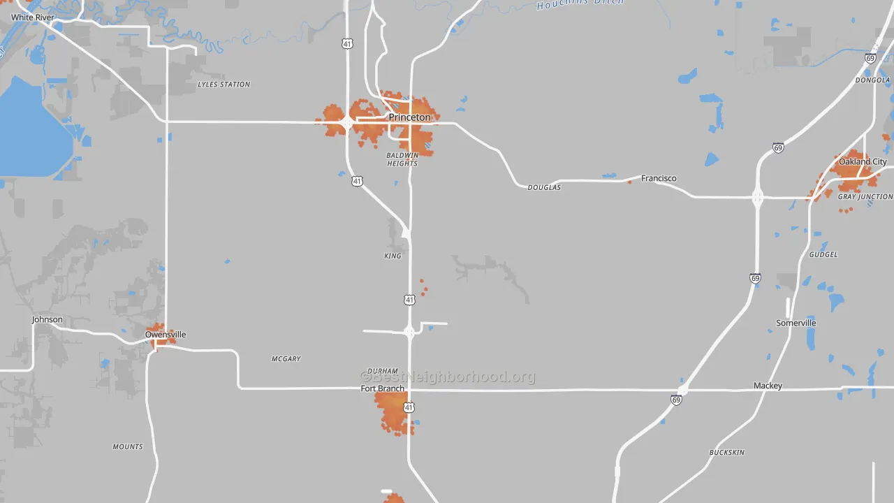 Bike Grade map of Gibson County, IN