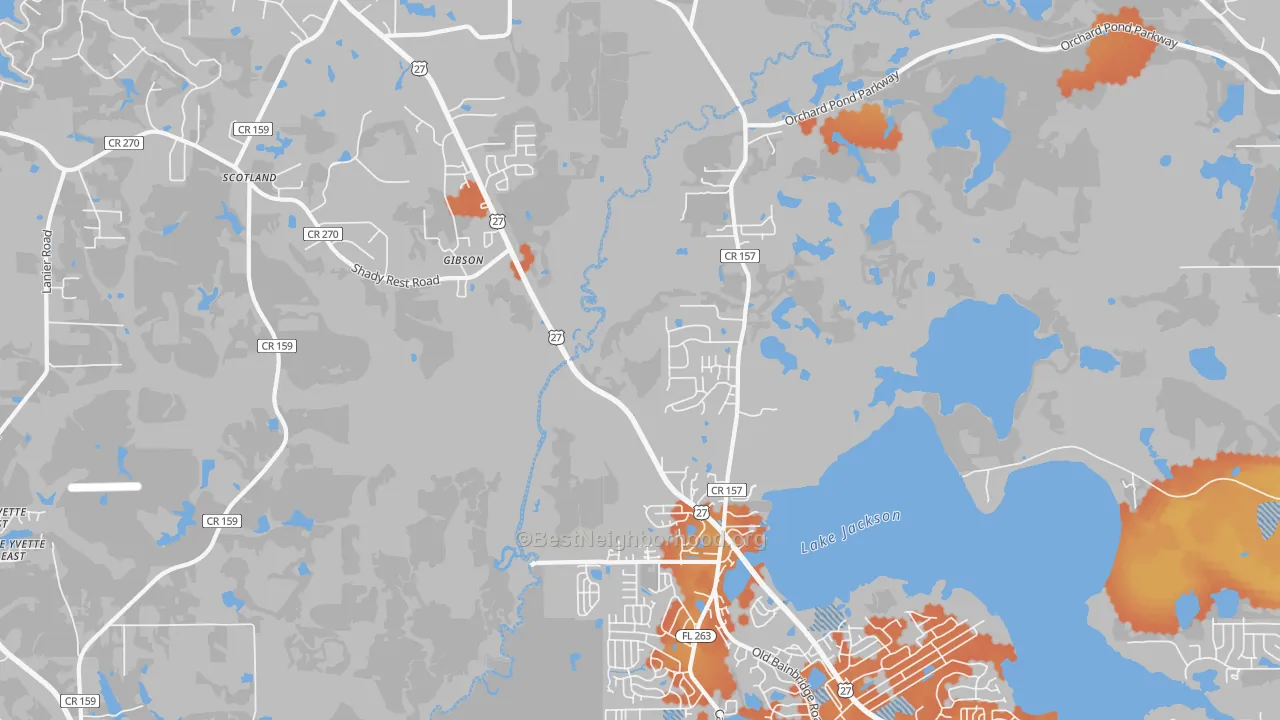 Bike Grade map of Gibson, FL