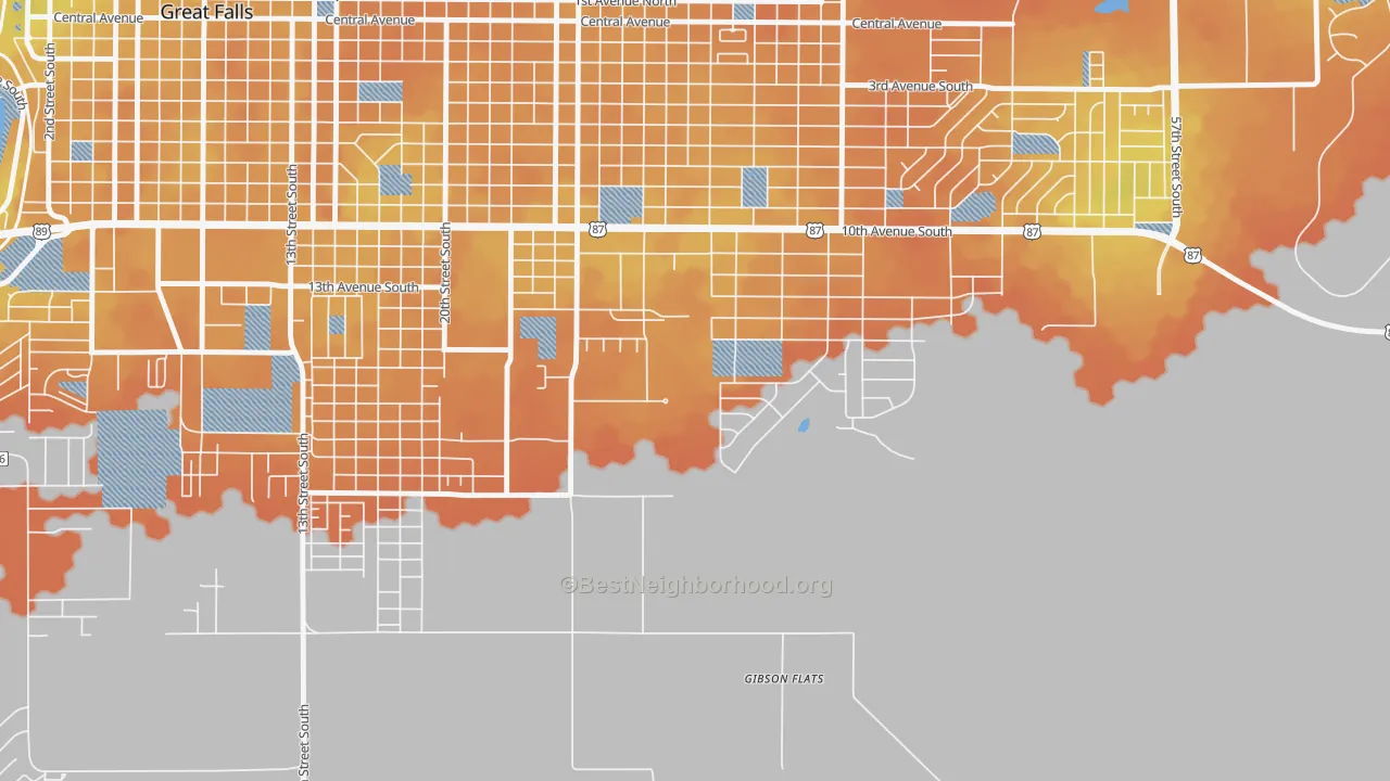 Bike Grade map of Gibson Flats, MT