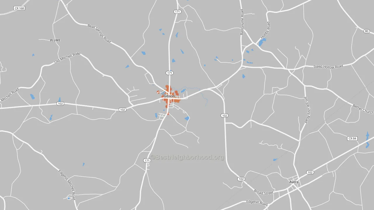 Bike Grade map of Gibson, GA