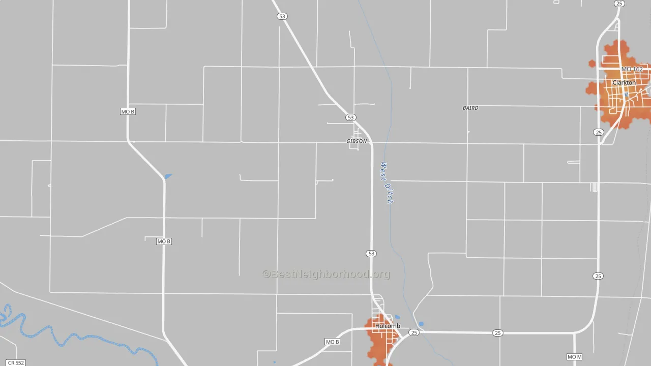 Bike Grade map of Gibson, MO