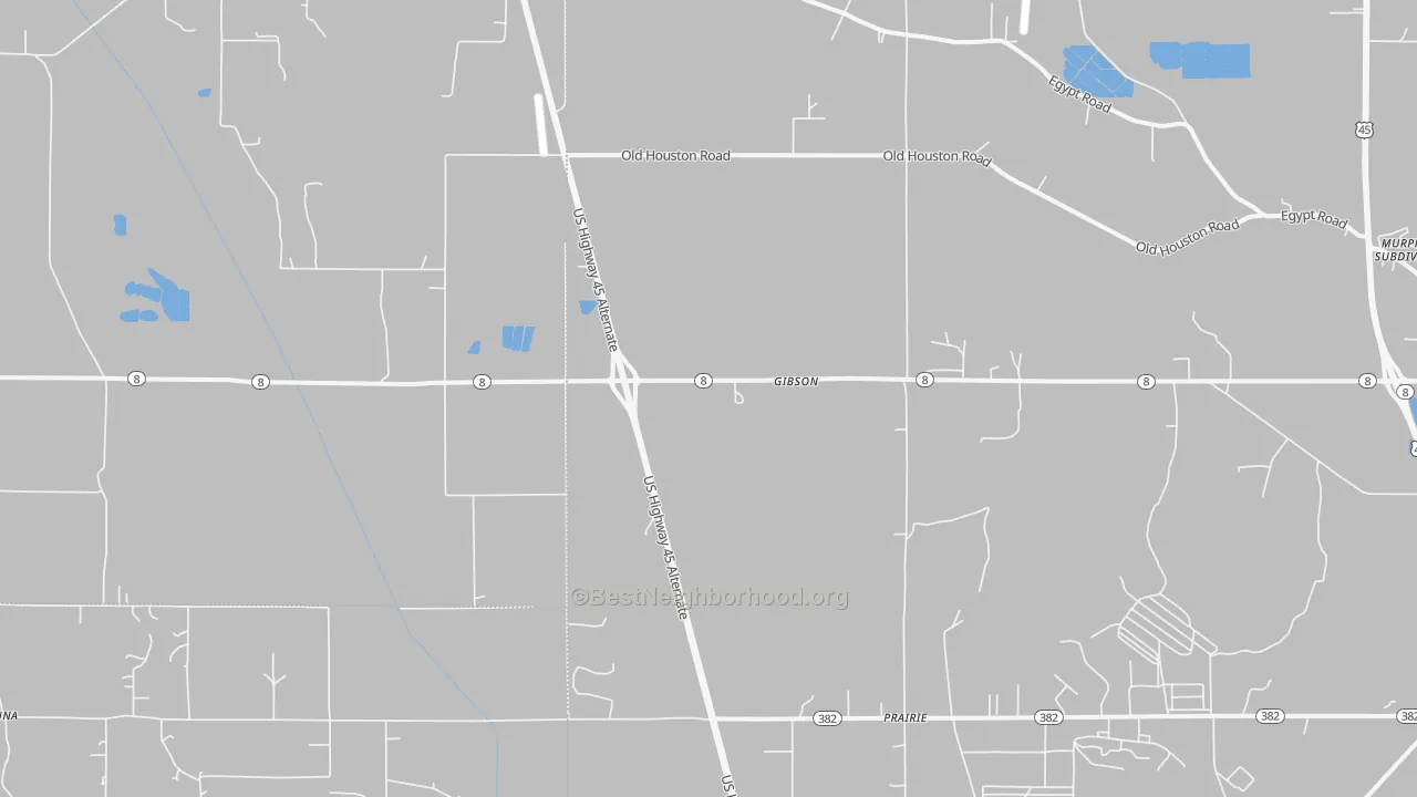 Bike Grade map of Gibson, MS