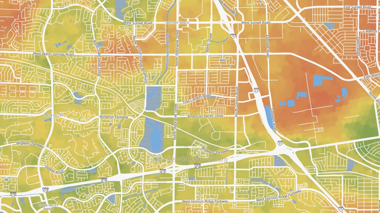 Bike Grade map of Gibson Springs, Henderson, NV