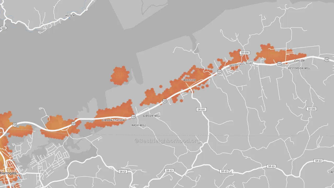 Bike Grade map of Gibson Station, VA