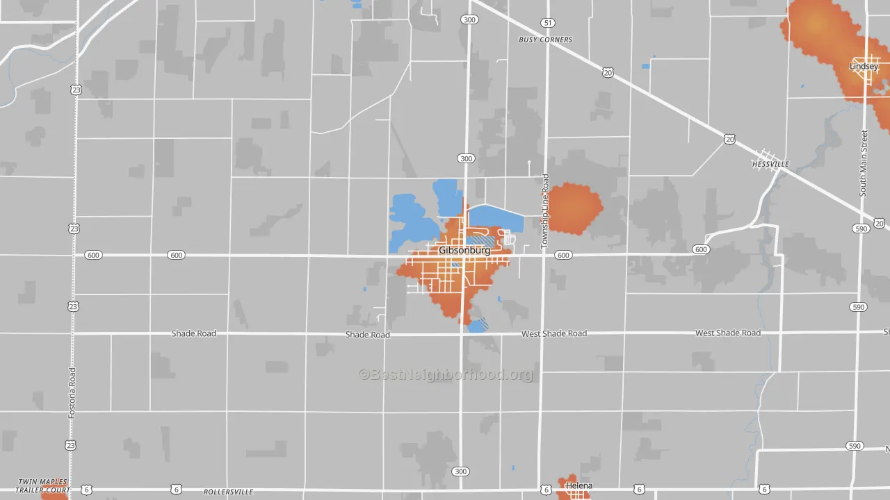 Bike Grade map of Gibsonburg, OH