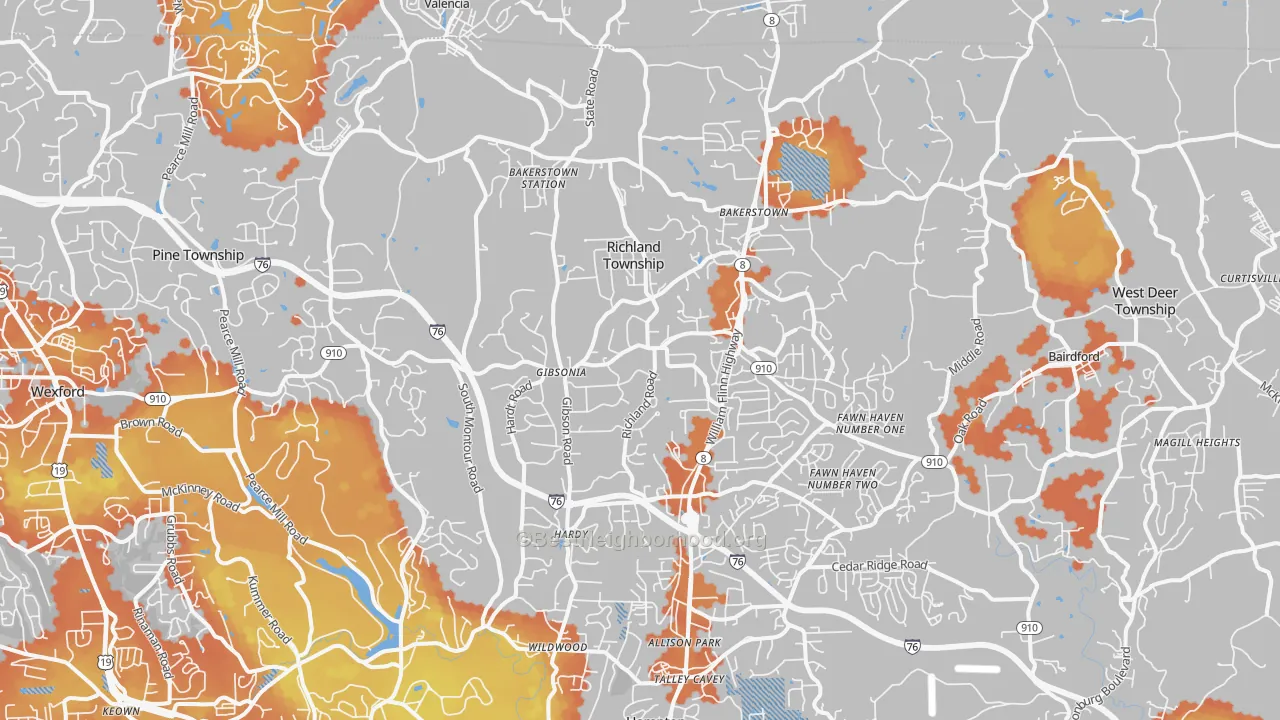 Bike Grade map of Gibsonia, PA