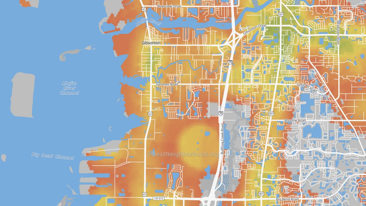 Bike Grade map of Gibsonton, FL
