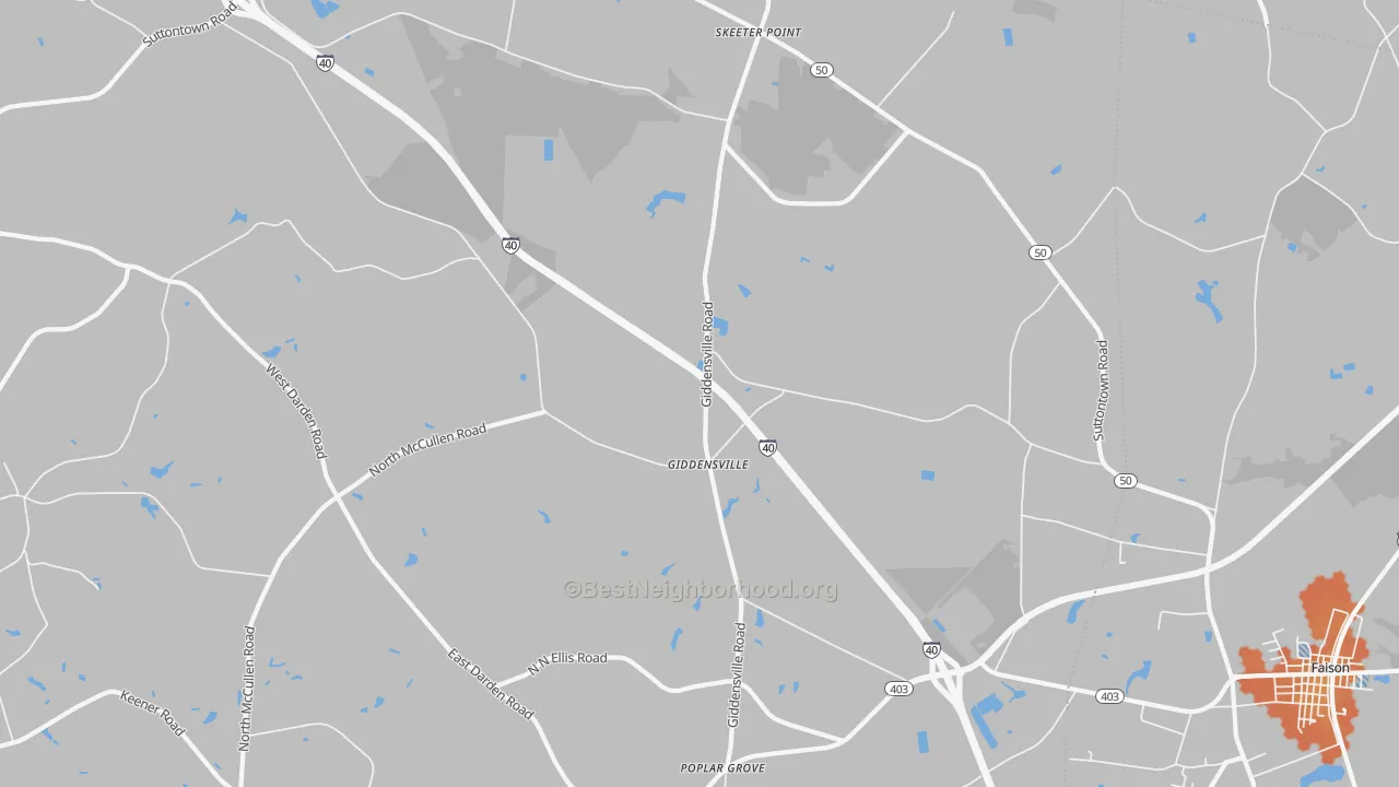 Bike Grade map of Giddensville, NC