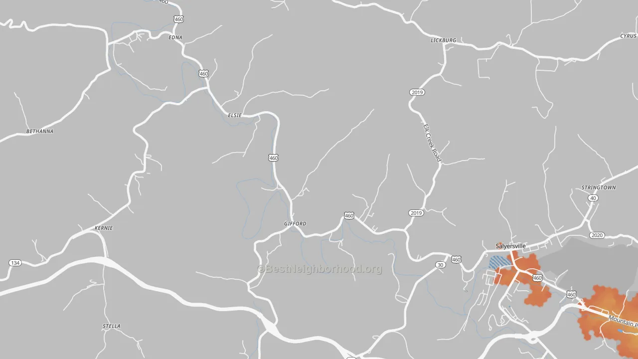Bike Grade map of Gifford, KY