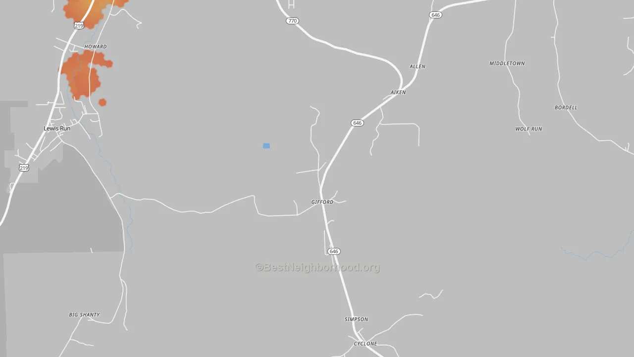 Bike Grade map of Gifford, PA