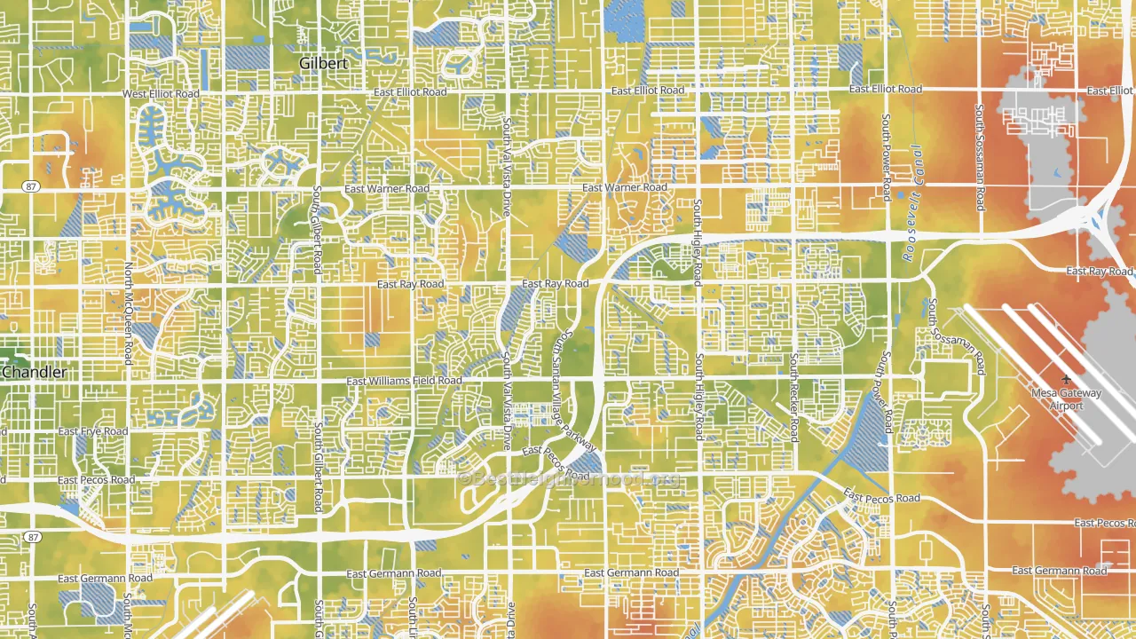 Bike Grade map of Gilbert, AZ